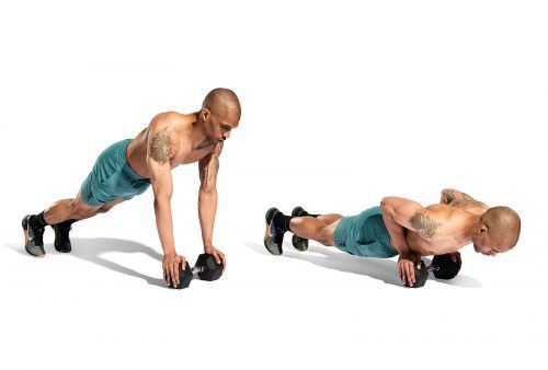 Close Grip Push-Up on Single Dumbbell